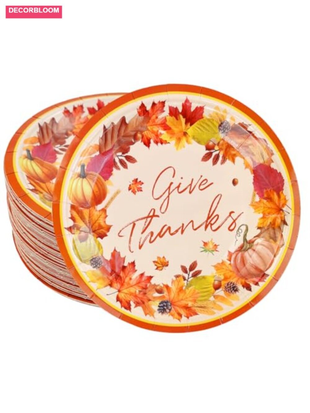 48 Disposable Paper Plates Pumpkin Maple Leaf Fall Harvest Party Supplies